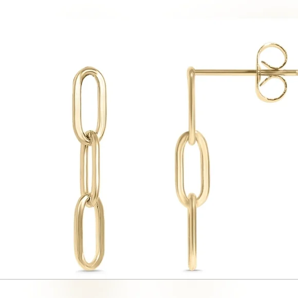 18K White Gold PVD Stainless Steel Paperclip Earrings With Post 👀 - Picture 8 of 10